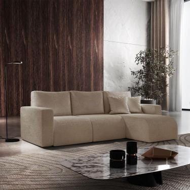 Imagem de Sofá Living 90cm + 90cm Com Chaise Direito Meu Sofá Online A226 Linho Bege