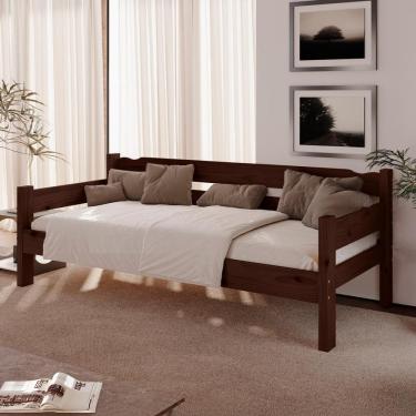 Imagem de Sofá Cama Reforçado Madeira Maciça Castanho Repleta