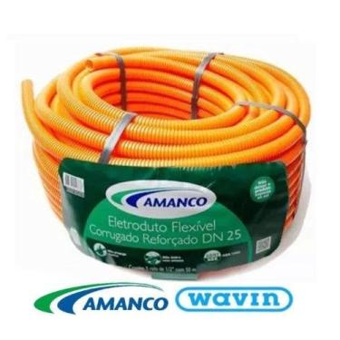 Imagem de Eletroduto corrugado 20mm (1/2 ) reforçado laranja amanco