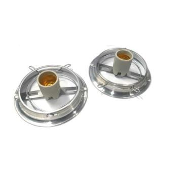 Imagem de Kit 2 Plafonier De Alumínio C/Soquete De Louça E-27 Prateado - Subrap 