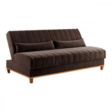 Imagem de Sofá Cama com Almofada Duna Veludo Bombom Viero, Bombom