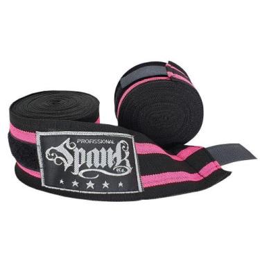 Imagem de Kit 10 Pares Bandagem Elástica Boxe 3Metros - Preto/Rosa - Spank
