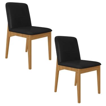 Imagem de Kit 2 Cadeiras Windsor Estofadas Em Corino Cinamomo/cori Preto - M.a