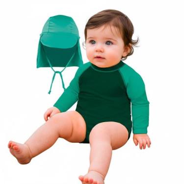 Imagem de Body Bebê Manga Longa Infantil com Boné Térmico Proteção Solar UV 50 B