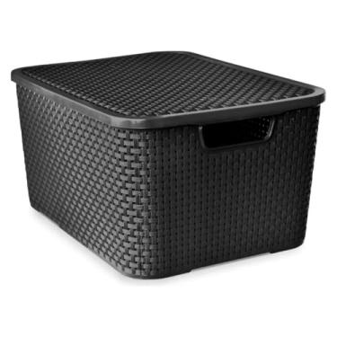 Imagem de Caixa Organizadora Rattan com Tampa 40 Litros Preto Arqplast
