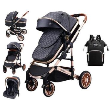 Imagem de Carrinho de Bebê Moisés com Bebê conforto Europeu - vasco, Preto