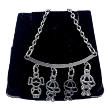 Imagem de Colar CHOKER AÇO INOX Mãe 3 MENINOS 1 Menina 4 FILHOS PRATA - ASA