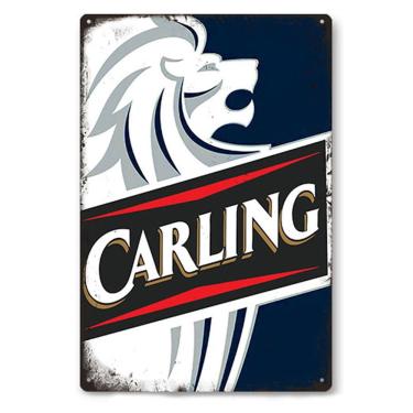 Imagem de Placa de lata Carling Beer Logo Vintage Iron 20x30cm Decoração de bar