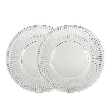Imagem de Jogo 2 Sousplat Redondo De Cristal Renaissance Transparente Lyor 31,5cm