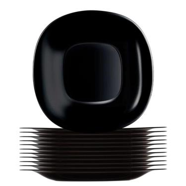 Imagem de Jogo 12 Prato De Sobremesa Preto Quadrado Square 20cm Vidro Opalino Em Casa Tem