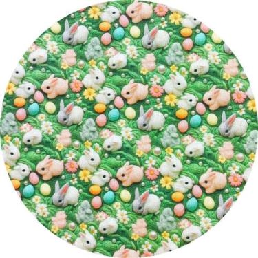 Imagem de Tricoline 100Algodão Coelhos Decoração Pascoa 1,50mx1,00m - Tecidos SG