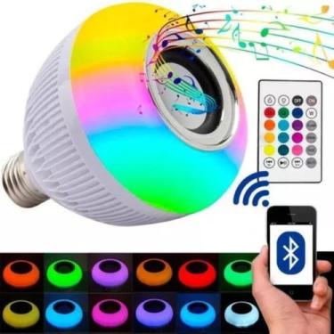 Imagem de Lampada Bluetooth De Led Caixa De Som C Controle Rgb 12W - Anweller