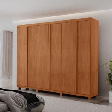 Imagem de Guarda Roupa Casal Ortiz MDF 6 Portas e 2 Gavetas com Pes Moderna Mobilia
