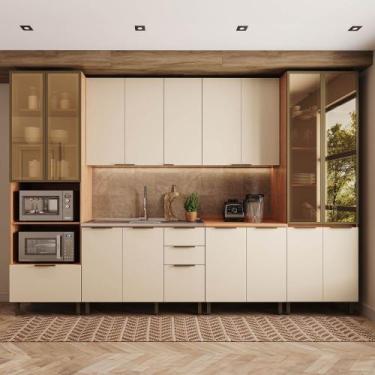 Imagem de Cozinha Modulada 6 Peças sem Pia Lumina Telasul, Freijo/Arenas