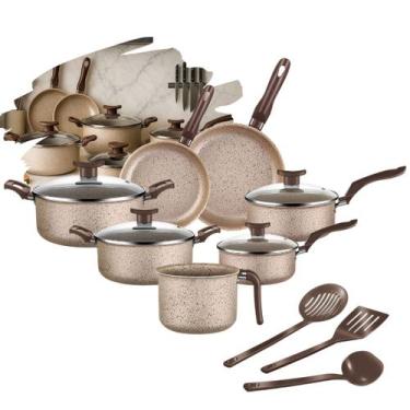 Imagem de Jogo de Panelas 10 Peças Alumínio Antiaderente Bianco Com Utensílios e