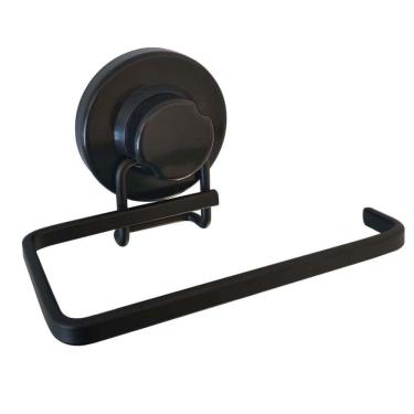 Imagem de Suporte Porta Papel Higiênico Fixação Ventosa Preto Fosco Faciliti Papeleira