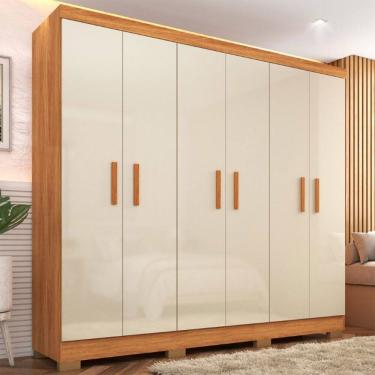 Imagem de Guarda-Roupa Casal Cancun 6 Portas 2 Gavetas Cinamomo/Off White - Fellicci