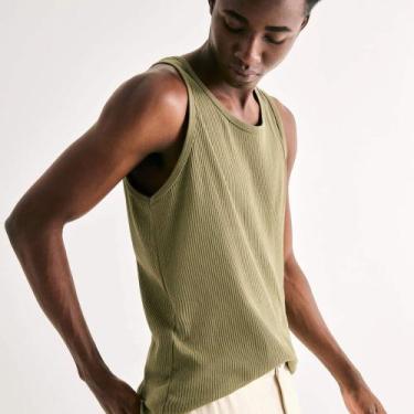 Imagem de Regata Ribana Canelada Hering Básica Slim Masculina 015M, Verde, G