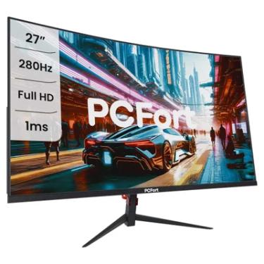 Imagem de Monitor Gamer Curvo PCFort U270F 27", 1ms, 280Hz, LED Full HD, 100% sRGB, 2x HDMI. 2x Display Port, Freesync/Gsync