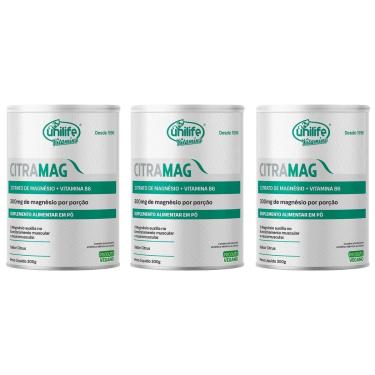 Imagem de Kit 3 Citrato De Magnésio + Vitamina B6 Citramag 3x300g Sabor Citrus Unilife-Unissex