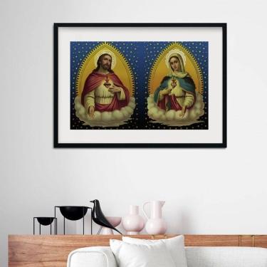 Imagem de Quadro Sagradro Coração de Jesus e Maria - 60x48cm