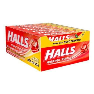 Imagem de Display De  Bala Halls Morango  Caixa com 21 unidades