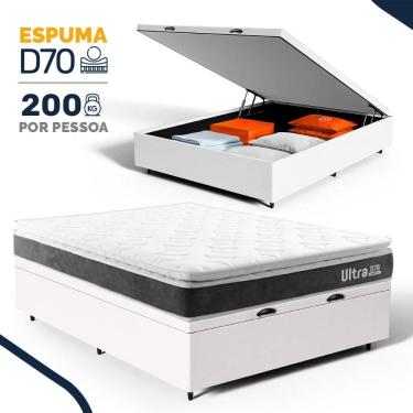 Imagem de Cama Box Baú com Colchão de Espuma D70 Pillow Top Ortopédico Ultra D70 Casal 138cm