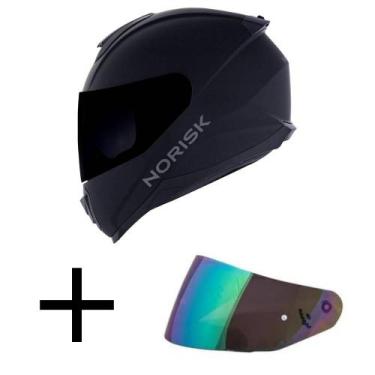 Imagem de Capacete Norisk Razor Monocolor Preto Fosco Mais Viseira Camaleão, 56