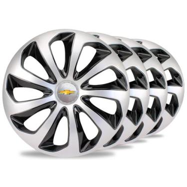 Imagem de Jogo 4 Calota 14 Velox Prata Preta Gm Meriva Agile Prisma - Elitte