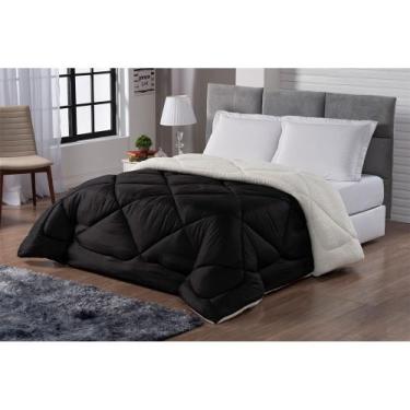 Imagem de Cobertor Sherpa Sweet Dupla Face Tamanho Queen Preto e Palha Casa Dona