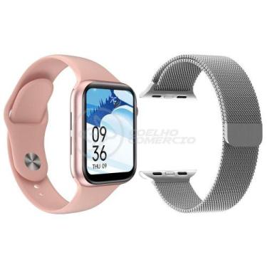 Imagem de Smartwatch S88 Rosa Android Ios + 1 Pulseira Extra Prata - SMART BRACE