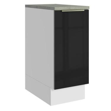 Imagem de Balcão De Cozinha 35 Cm 1 Porta Branco/preto Lux Madesa Branco/preto