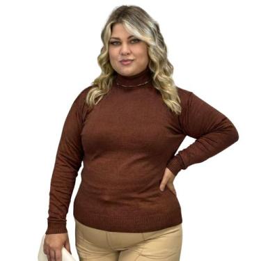 Imagem de Blusa Feminina Tricô Lã Plus Size Manga Longa Cacharrel Frio - Gip Eco