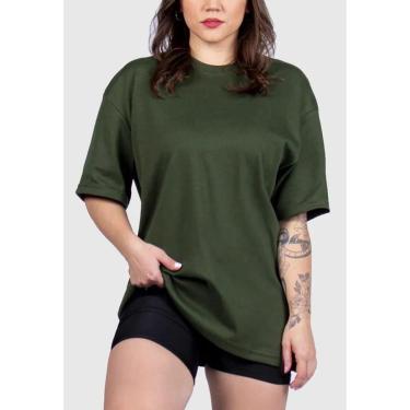 Imagem de Camiseta Oversized Lisa Feminina Perfeita Para Quem Gosta de Liberdade e Estilo - Verde...