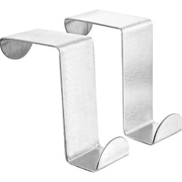 Imagem de Kit 2 Ganchos p/ Porta Armário Cozinha Pendurar Objetos Inox - Organiz