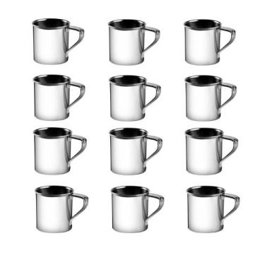Imagem de Jogo De Canecas Aço Inox 12 Unidades 250ml Gourmet Mix
