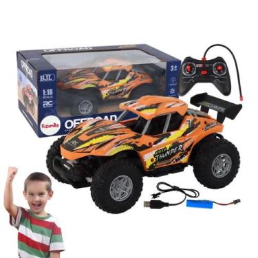 Imagem de Carrinho Jeep Controle Remoto 4x4 Azul Recarregável Off-Road Brinquedo