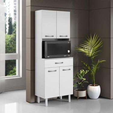 Imagem de Armário Cozinha Paneleiro 61cm Microondas Joseane Branco A09 - D Rossi
