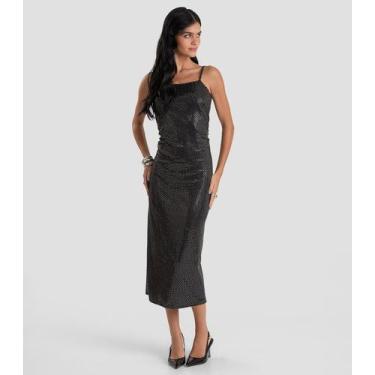 Imagem de Vestido Feminino Longo em Malha Lantejoula Dianna Preto, GG, Preto