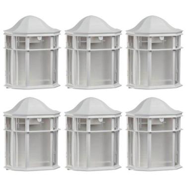 Imagem de Kit 6 Arandelas Luminárias de Parede Externa Branca Clássica Colonial 