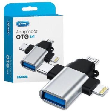 Imagem de Adaptador OTG 3 em 1 Usb Tipo C Lightning Micro USB V8  KP-HM006 Knup