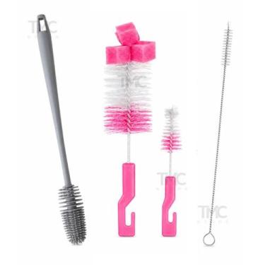Imagem de Kit 4 Escovas Para Lavar Louça Garrafa Copo Mamadeira Canudo - TMC, Ro