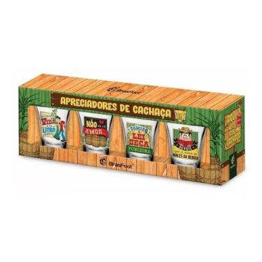 Imagem de Kit 4 Copos Shot Vidro Sabedoria De Boteco Dose Cachaça 60ml - brasfoo