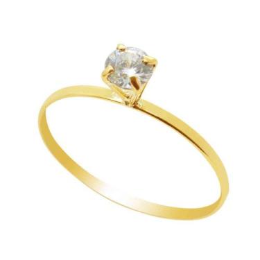 Imagem de Anel Ouro 18k Solitário com Zircônia Branca 4 mm - Grupo MC, Ouro amar