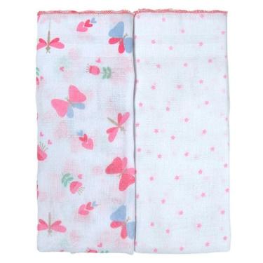 Imagem de Toalha Fralda Luxo Estampada Com 02 Unidades 68x110cm Baby Bublim Inco