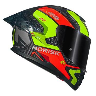 Imagem de Capacete Norisk Carbon R Rider Orange Yellow + Viseira Fume, 56/s