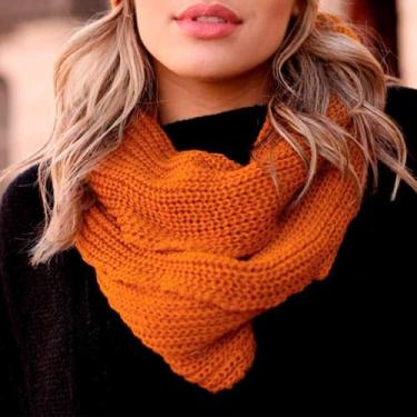 Imagem de Cachecol gola lã feminina masculina maxi tricot duas voltas - Fonte, M