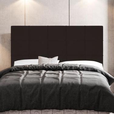 Imagem de Cabeceira Cama Box Casal Queen Size Leiria 160cm Suede Marrom - Abmaza