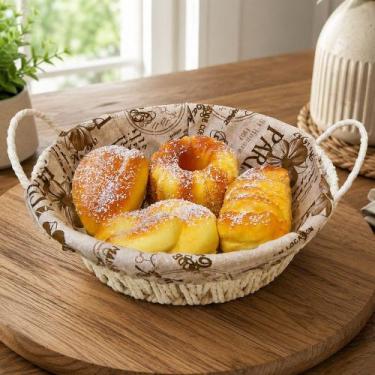 Imagem de Cesta Pães Doces Artificial Decoração Panificadora Casa 5pçs - Genéric