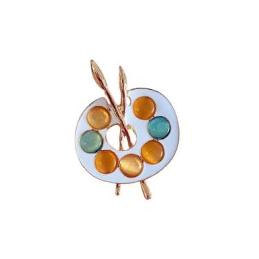 Imagem de Broche Paleta de Pintura Esmaltada com Pincéis - - Pistache Acessórios